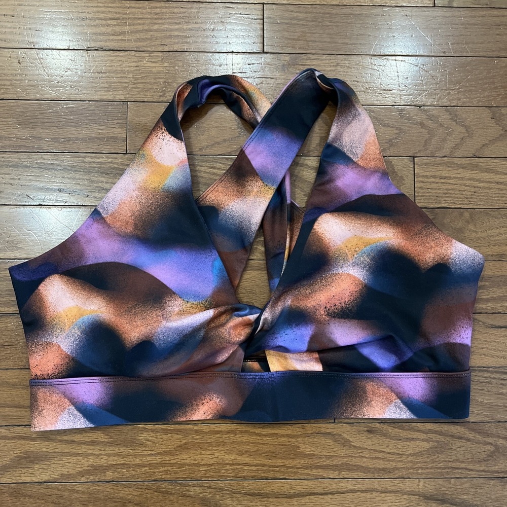 Fabletics Oasis Twist Sports Bra Women's 2X Multicolor Abstract Removable Cups